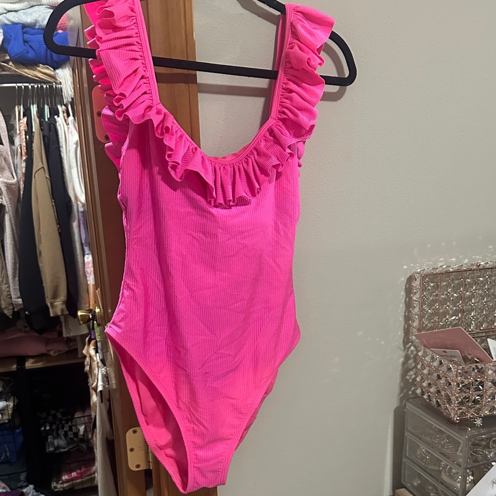 Lilly Pulitzer Hot Pink Ruffle One-Piece Swimsuit